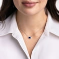thumbnail image 5 of Emerald Cut Lab Created Gemstone & 0.08 CT. T.W. Diamond Necklace in Sterling Silver, 5 of 6