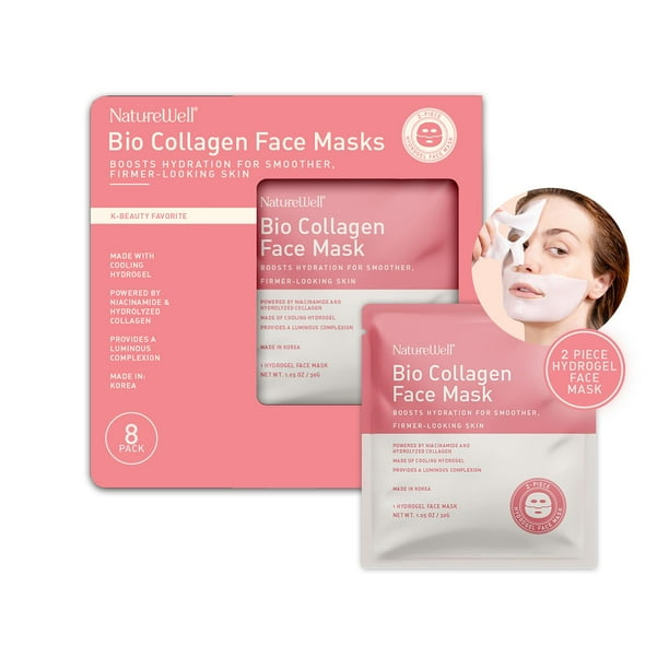 NatureWell Bio Collagen 2-Piece Hydrogel Sheet Face Masks, 8 pk