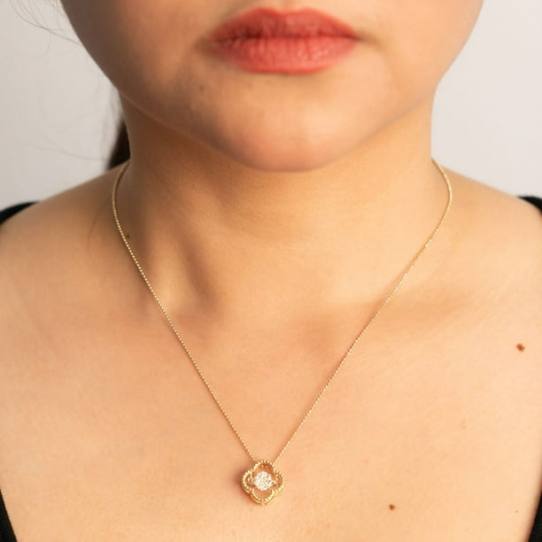 0.32 CT. T.W. Marquise Cut Clover Dancing Diamond Pendant in 14K