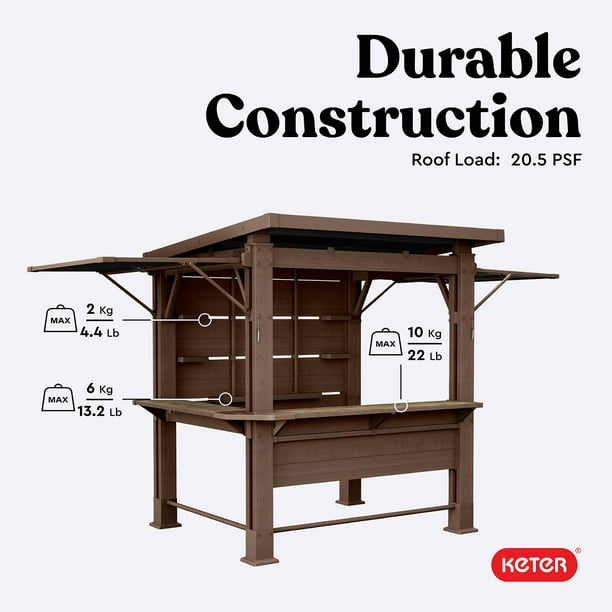 Keter 11' x 7' Signature Collection Resin Outdoor Bar Pine Gazebo