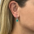 thumbnail image 4 of Pear Cut Gemstone & Halo Diamond Tear Drop Dangle Earrings in 14K Gold, 4 of 4