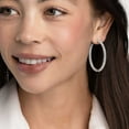 thumbnail image 5 of Lab Created Gemstone Huggie Hoop Earrings in Sterling Silver, 5 of 6