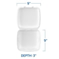 thumbnail image 2 of DART, Insulated Foam Hinged Lid Take Out Container, 9" Square, 1- Compartment, 125 ct., 2 of 4
