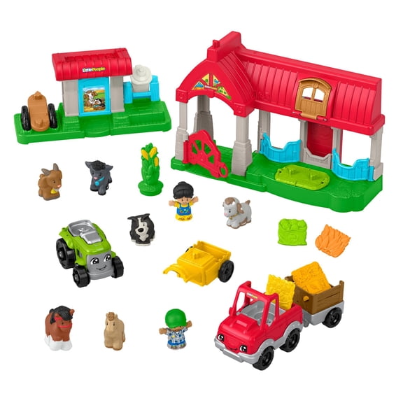 Fisher-Price Little People Horse Stable & Goat Yard Toddler Playset, 2 Vehicles & 16 Play Pieces