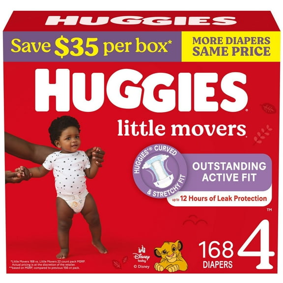 Huggies Little Movers Baby Diapers, Sizes 3-8