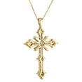 thumbnail image 3 of Baguette and Round Cut Diamond Cross Pendant Necklace in 14K Gold, 3 of 6