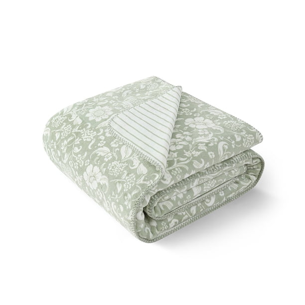 Laura Ashley Coco Plush Reversible Throw, 60