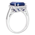 thumbnail image 2 of Lab Created Emerald Cut Gemstone and Diamond Ring in Sterling Silver, 2 of 4