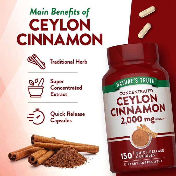 Nature's Truth Concentrated Ceylon Cinnamon 2,000 mg Capsules 150 ct