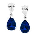 thumbnail image 4 of Pear Cut Lab Gemstone Earring and Necklace Set in Sterling Silver, 4 of 7