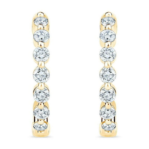 0.30 CT. T.W. Round Cut Diamond Hoop Earrings in 14K Gold