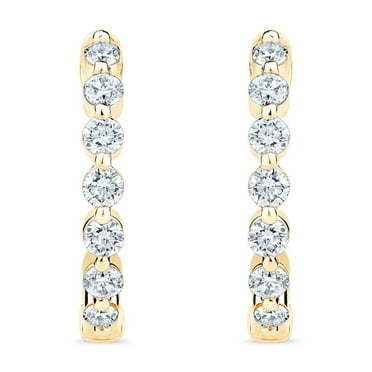 0.30 CT. T.W. Round Cut Diamond Hoop Earrings in 14K Gold