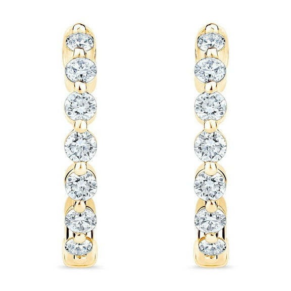 0.30 CT. T.W. Round Cut Diamond Hoop Earrings in 14K Gold