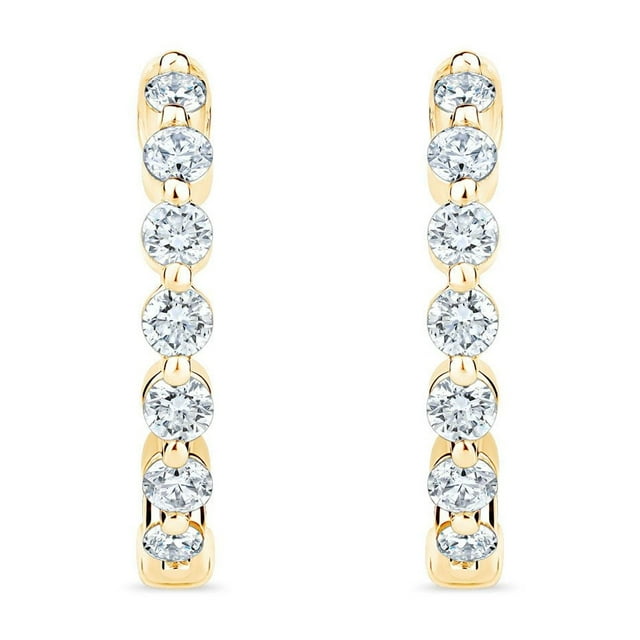 0.30 CT. T.W. Round Cut Diamond Hoop Earrings in 14K Gold