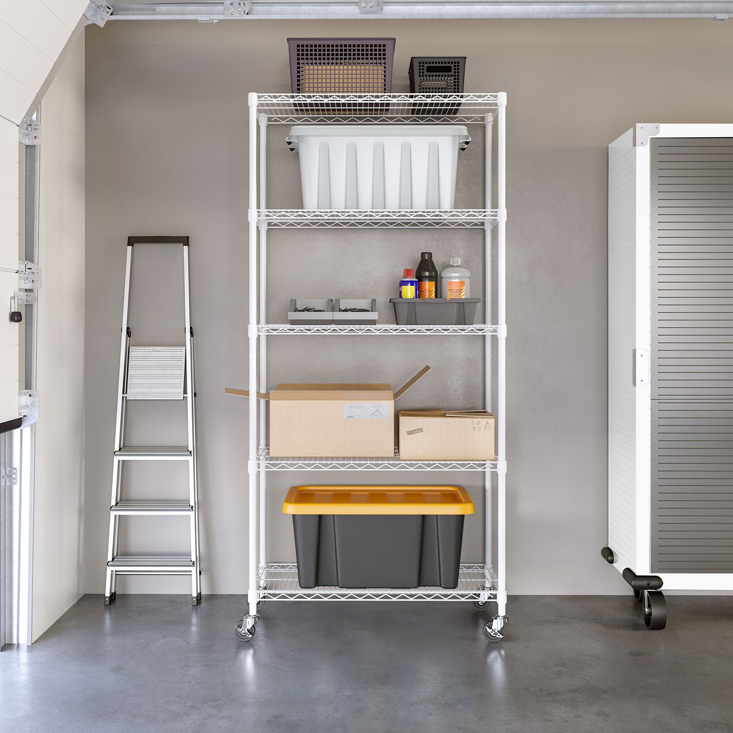 Seville Classics 5-Tier Steel Wire Shelving, 36” W x 14” D x 75.5
