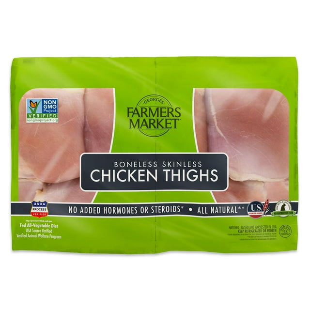 Georges Farmers Market Boneless and Skinless Chicken Thighs, priced per pound