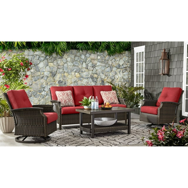 Member's Mark Stockton 4-Piece Patio Deep Seating Set with Sunbrella Fabric, Cherry