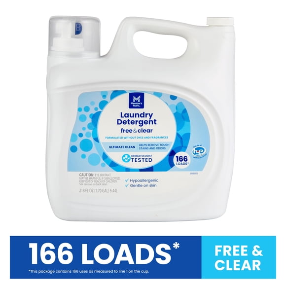Member's Mark Laundry Detergent Ultimate Clean, Free & Clear, 166 loads, 218 fl. oz.