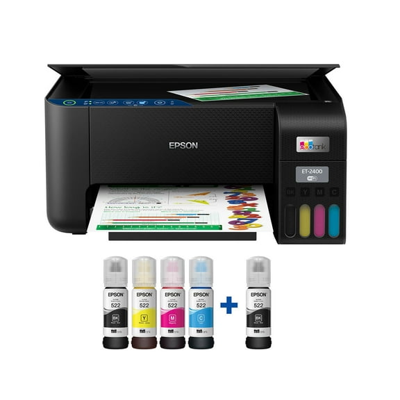 Epson EcoTank ET-2400 Special Edition All-in-One Inkjet Printer, 1 Bonus Black Ink Bottle
