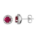 thumbnail image 1 of Round Cut Gemstone & 0.28 CT. T.W. Halo Diamond Stud Earrings in 14K Gold, 1 of 4
