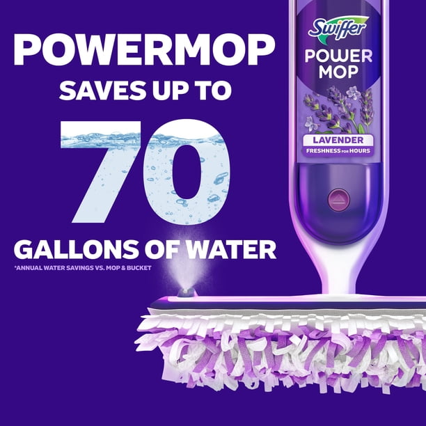 Swiffer PowerMop Multi-Surface Mopping Kit, Lavender, 8 pads + 2