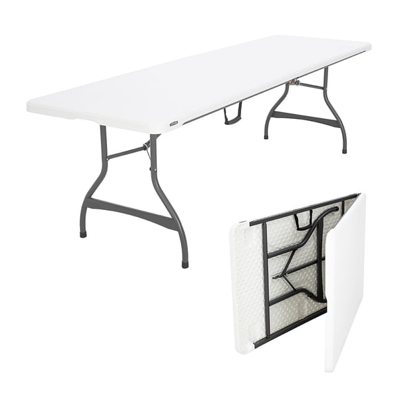 Lifetime 8' Light Commercial Fold-In-Half Table, White