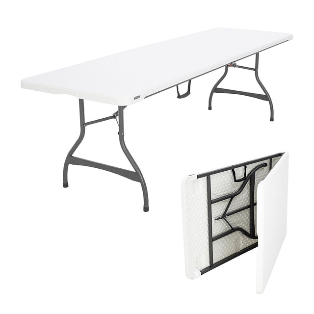Lifetime 8' Light Commercial Fold-In-Half Table, White