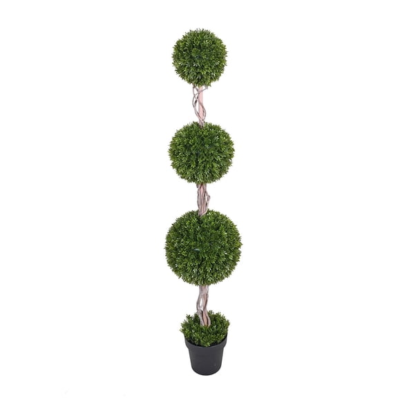 Faux 5' Triple Ball Topiary in Black Grower's Pot