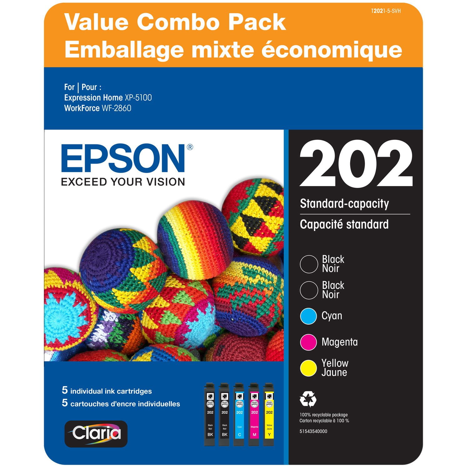 Epson T202 Standard Capacity Ink Cartridge Clubpack, 2 Black