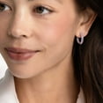 thumbnail image 5 of Lab Created Gemstone Huggie Hoop Earrings in Sterling Silver, 5 of 6