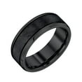 thumbnail image 1 of 8mm Black Textured Mens Band in Tungsten, 1 of 5