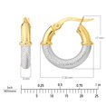 thumbnail image 4 of Two Tone High Polish & Textured Hoop Earrings in 14K Gold, 4 of 5