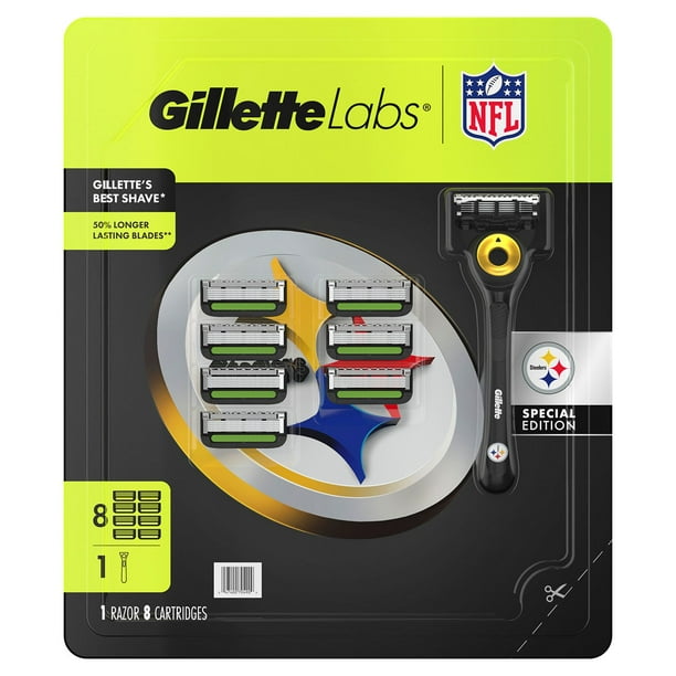 Gillette Labs NFL Pittsburgh Steelers Men's Razor, Handle + 8