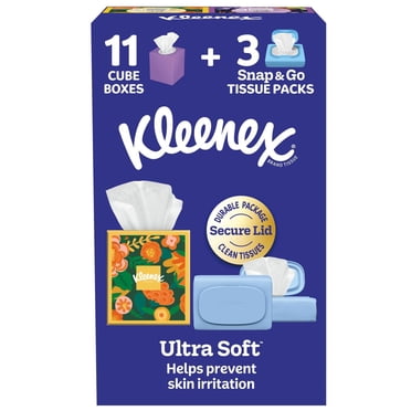 Kleenex Ultra Soft Tissues Combo Pack, 3 Snap & Go packs, 11 boxes, 867 Tissues total