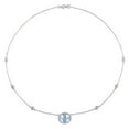 thumbnail image 4 of Allura Aquamarine and White Sapphire with 0.13 CT.T.W. Diamond Station Halo Necklace in 14K White Gold, 4 of 5
