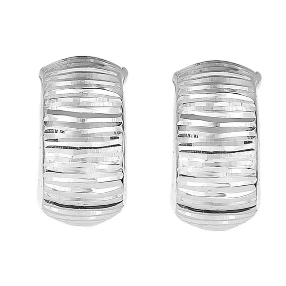 Diamond Cut and Polished Huggie Earrings in 14K Gold