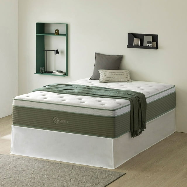 ZINUS Night Therapy 14” Cooling Hybrid Mattress Set With Antimicrobial Cover
