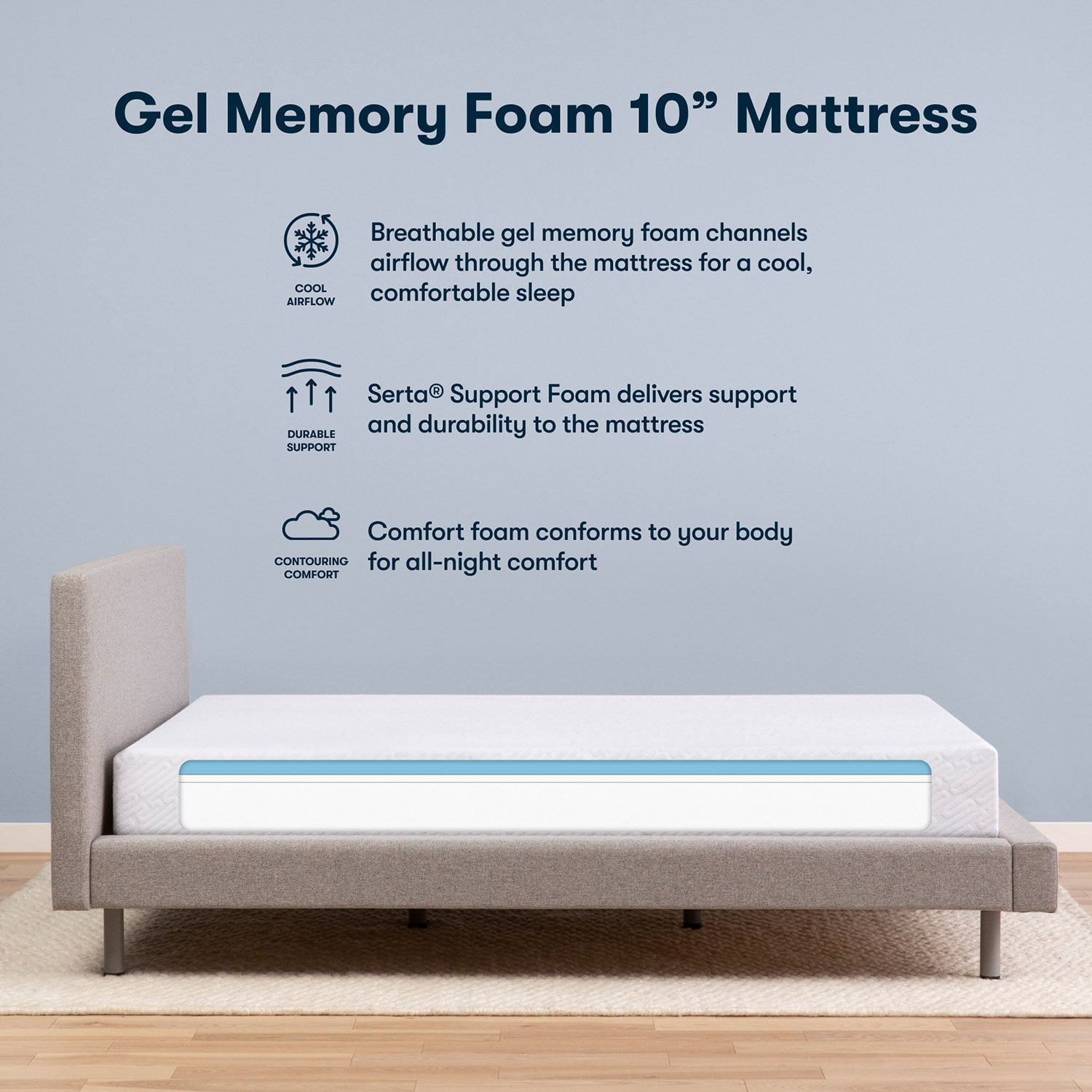 Serta Carbon Dream Matratzenauflage Queensize – Memory-Schaum Mit Carbon-Fasern, Kühlender Schlaf, Druckentlastung