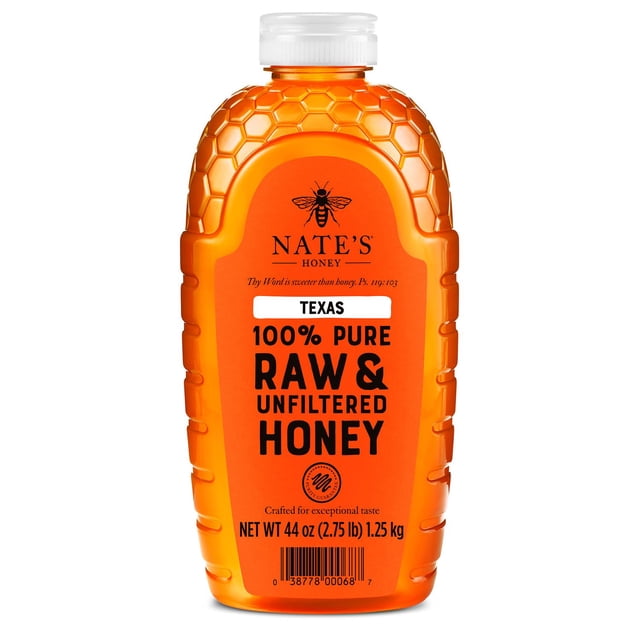 Nate's Honey 100% Pure Raw and Unfiltered, Texas Honey, 44 oz.