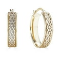 thumbnail image 1 of Two-Tone Diamond Cut Satin Oval Hoop Earrings in 14K Gold, 1 of 4