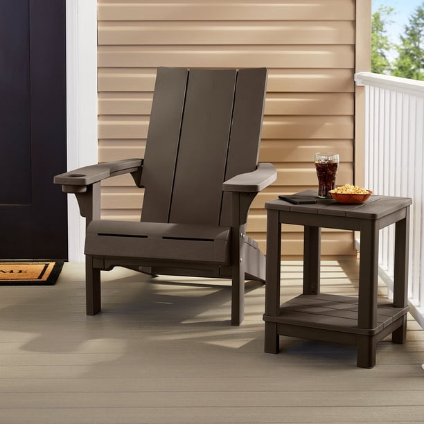 Keter Seabrook Modern Adirondack Chair with Integrated Cupholder