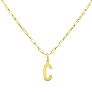 Initial Paperclip Chain Pendant Necklace in 14K Gold