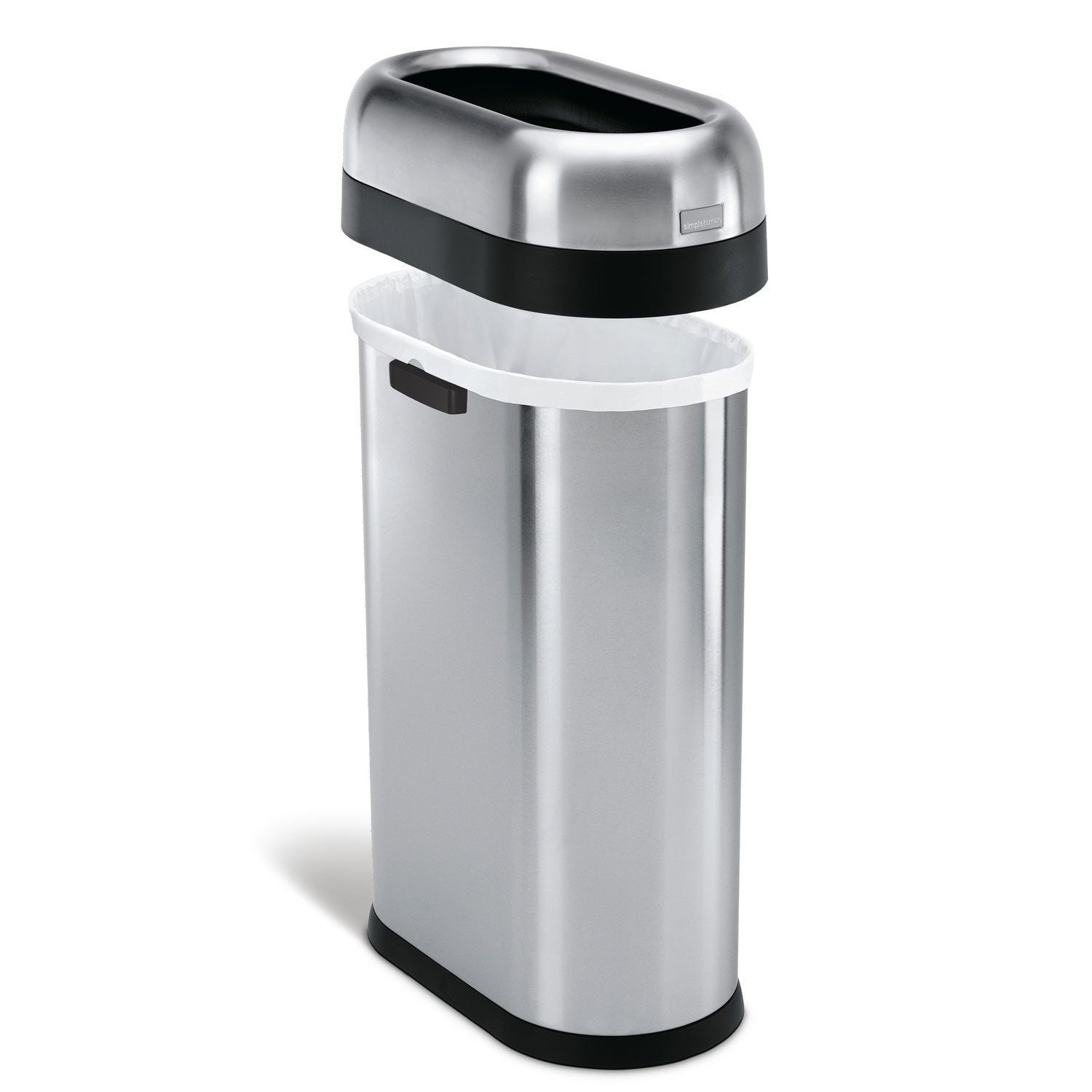 simplehuman 13.2 Gal. Slim Open Can, Brushed Heavy-Gauge Stainless