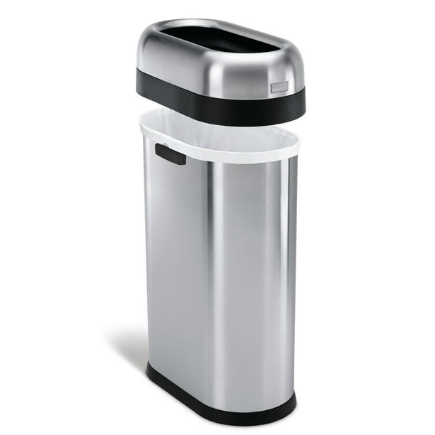 simplehuman 13.2 Gal. Slim Open Can, Brushed Heavy-Gauge Stainless