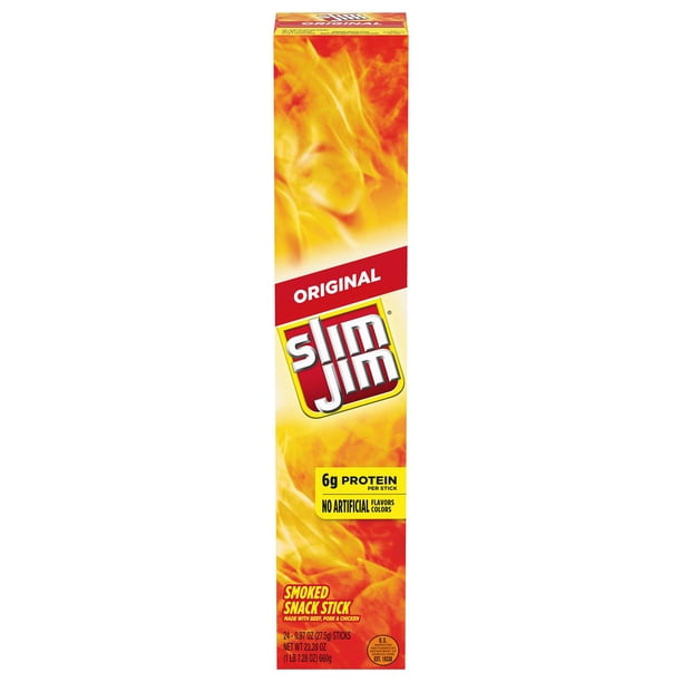 Slim Jim Giant Smoked Meat Sticks, Original Flavor, 0.97 oz., 24