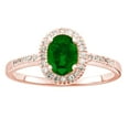 thumbnail image 1 of Oval Cut Gemstone and 0.15 CT. T.W. Halo Diamond Ring in 14K Gold, 1 of 5