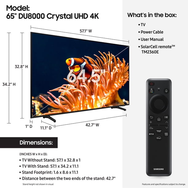 SAMSUNG 65” Class DU8000 Series UHD 4K Smart TV - Samsclub.com
