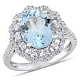 thumbnail image 1 of Aquamarine and Halo Diamond Accent Ring in 14K Gold, 1 of 9