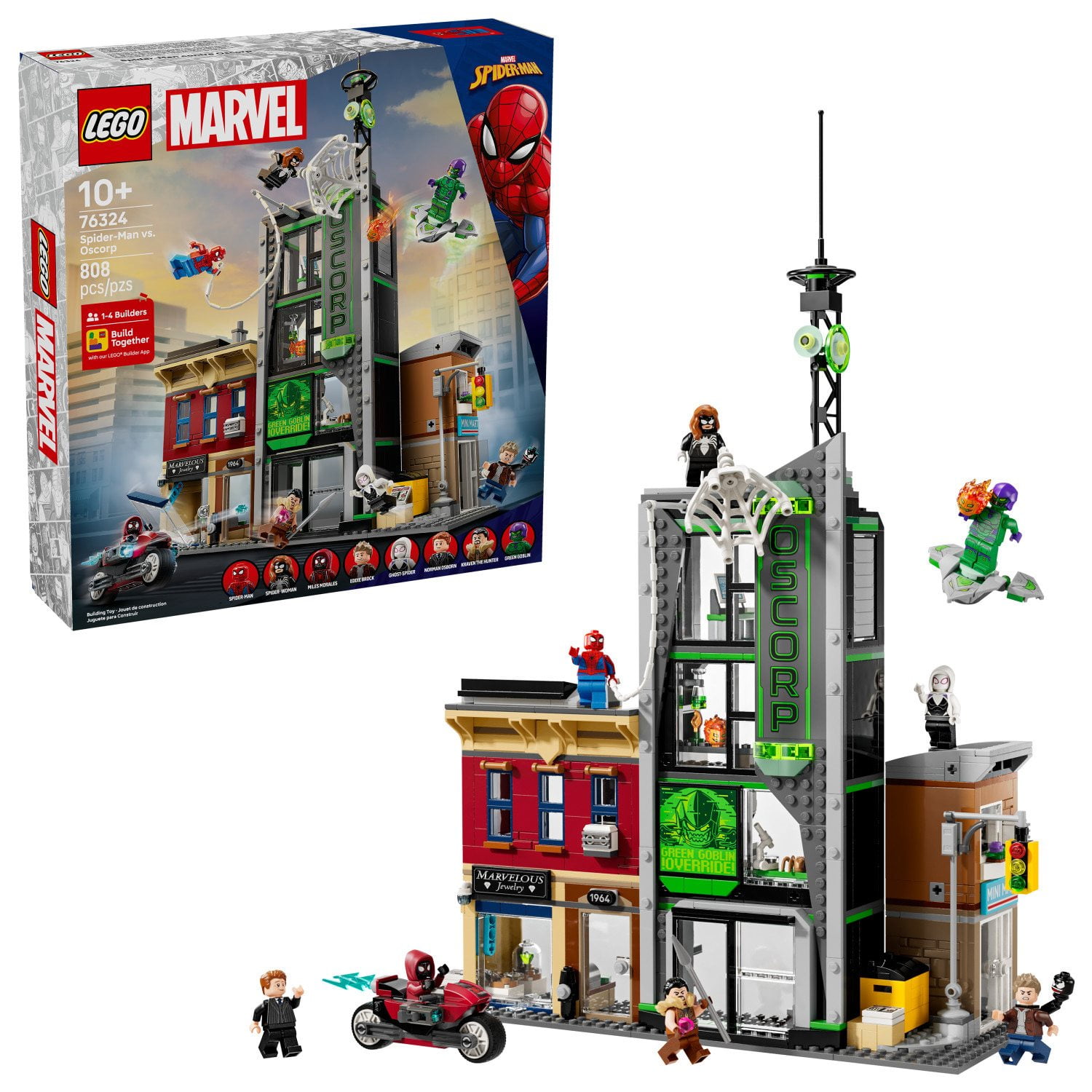 LEGO Marvel Spider-Man vs. Oscorp Building Toy, 808 pc.