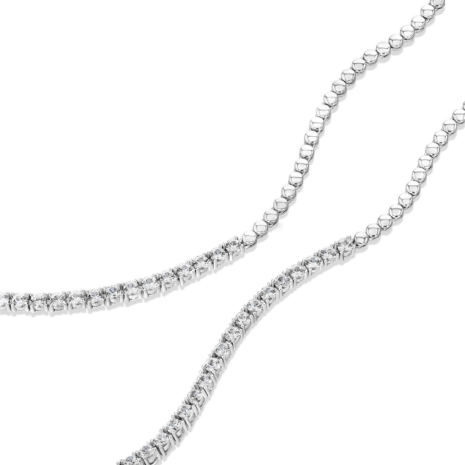 Lab Created White Sapphire Lariat Tennis Necklace in Sterling